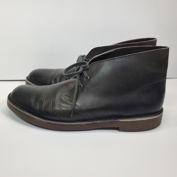Clarks Men\'s Chukka Boots Size 12M Bushacre 2 Black Leather Ankle Lace Up 15522 main image 4